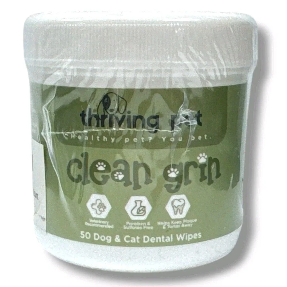 *Thriving Pet Clean Grin 50 Dog & Cat Dental Wipes -New Sealed-